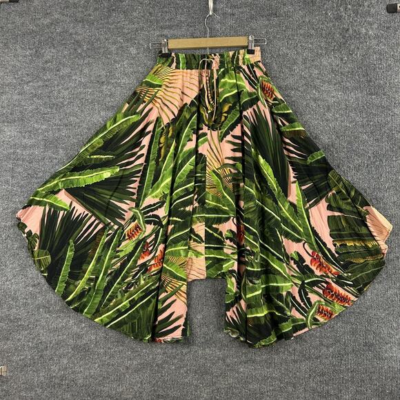 FARM Rio Pants - Farm Rio Pants Small Tropical Leaf Harem Relaxed Green Travel Boho Summer Resort